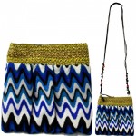 180428-BLUE CHEVRON DESIGN / SINGLE SHOULDER / LONG STRAP MESSENGER HANDBAG